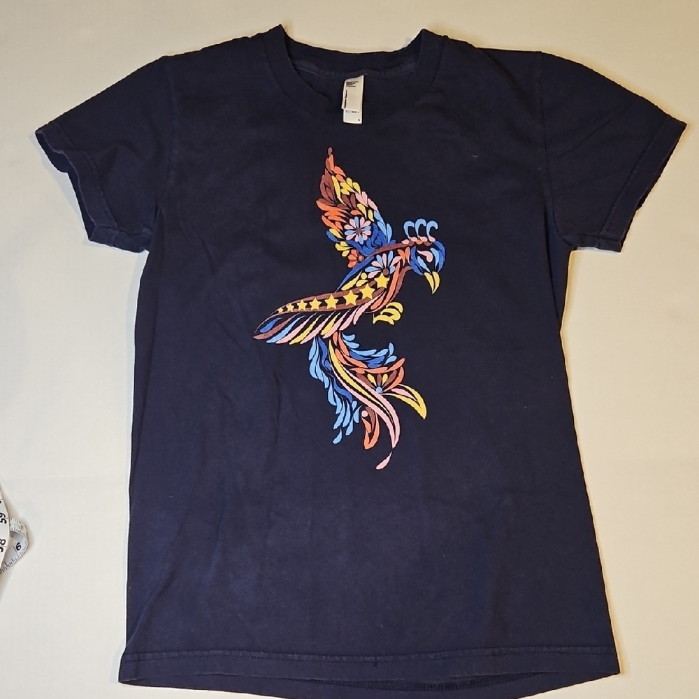 Phoenix Rising Multicolor Blue Tee Kids Medium Stars & Flowers